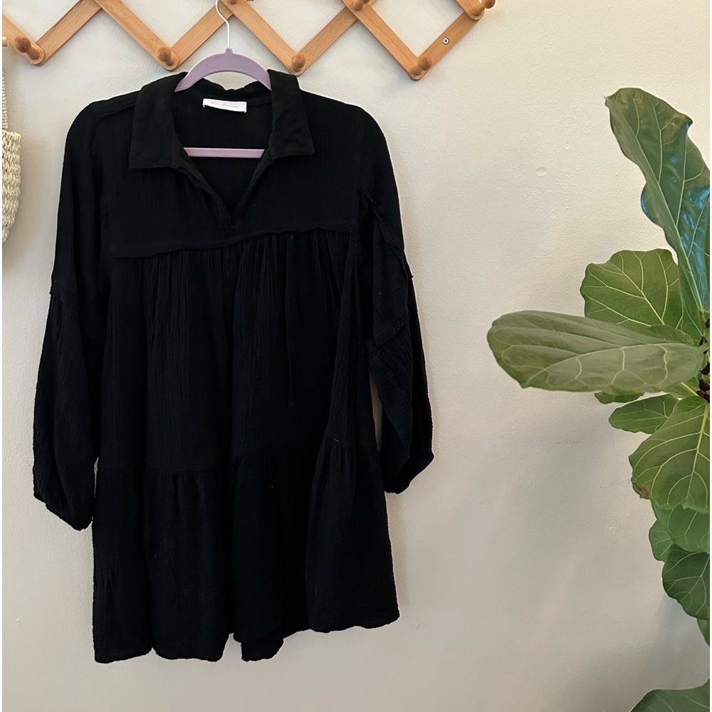 Boutique cotton gauze collared dress